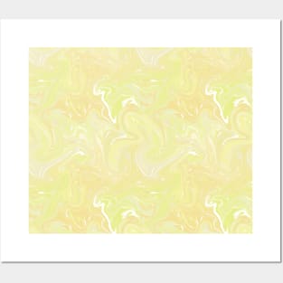 Pastel Yellow Silk Marble - Digital Liquid Paint Posters and Art